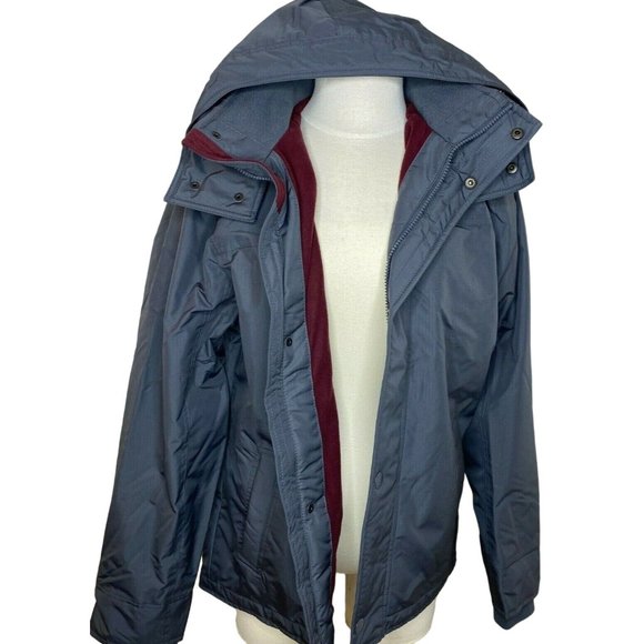 Hollister Other - Hollister All-Weather Fleece-Lined Hooded Mens Jacket Gray Burgandy M Med NWT